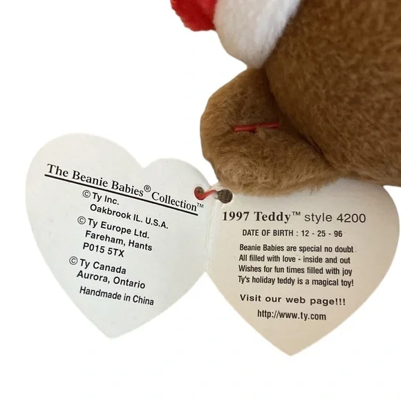 TY Vintage Beanie Baby Bear Teddy Santa - Picture 8 of 8